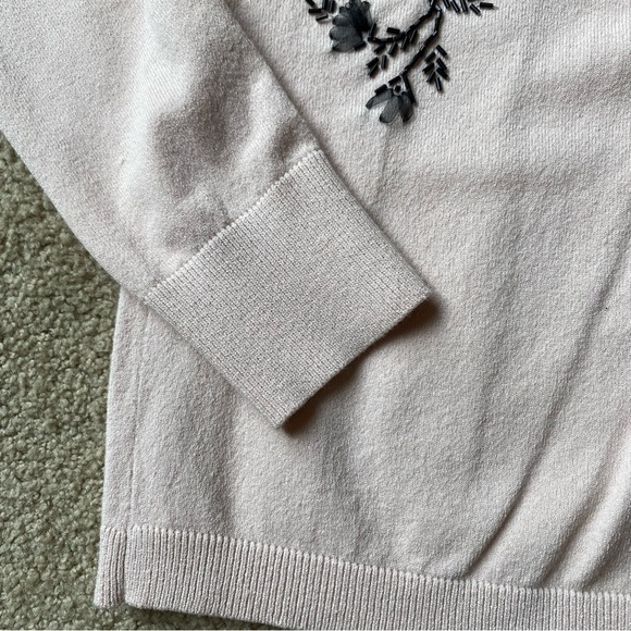 Anne Klein Sweater Set Cardigan Tank Top Pink Black Floral - Picture 5 of 10